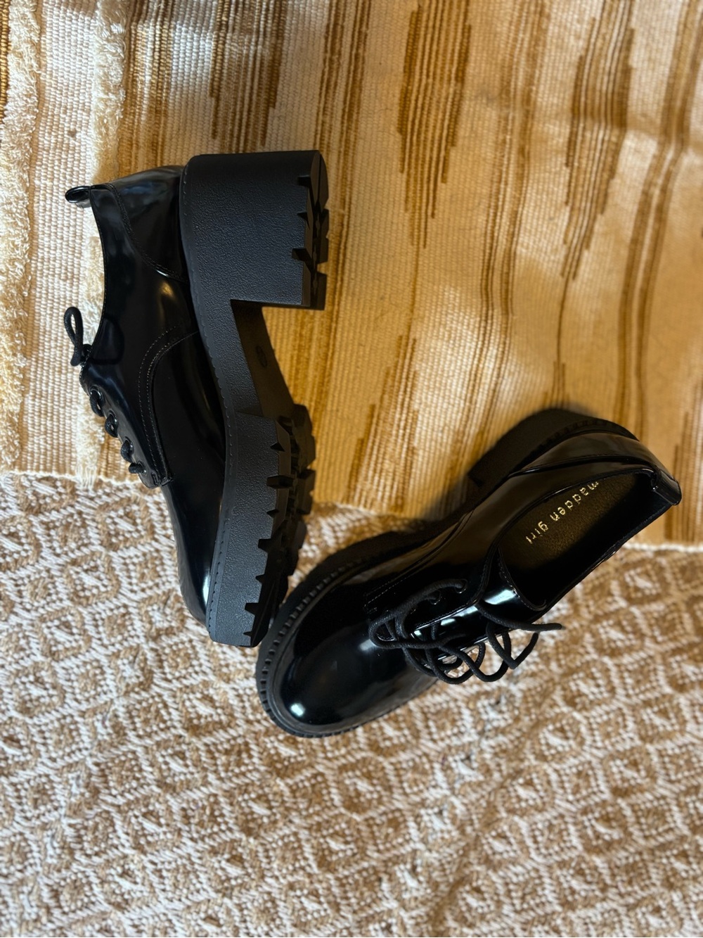 Black Patent Platform Lace-Up Oxfords - Women